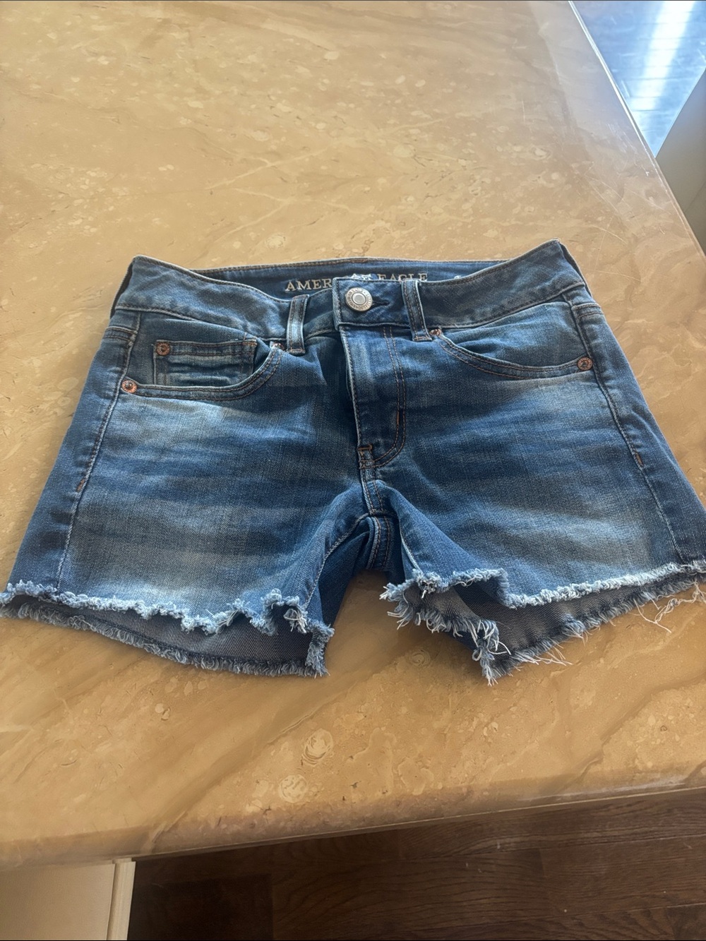 American Eagle Outfitters Distressed Blue Denim Cutoff Shorts
